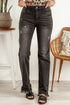 Raw Hem Straight Leg Jeans